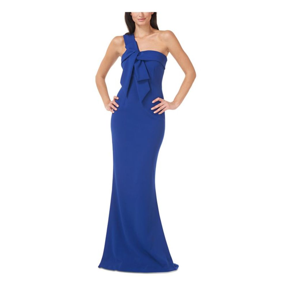 JS COLLECTION Womens Blue Bow Sleeveless Full-Length Evening Mermaid Dress 10